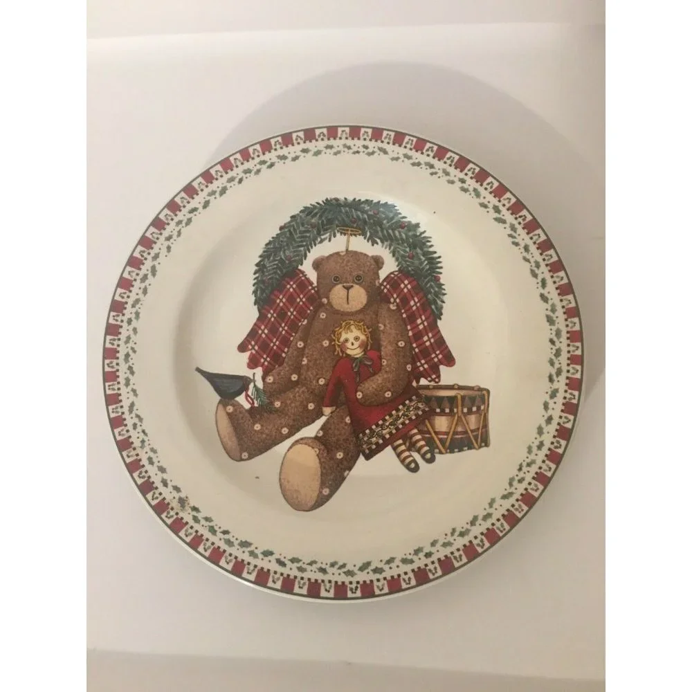 Christmas‎ Bears Sakura Debbie Mumm Salad Plate-Wreath 1998